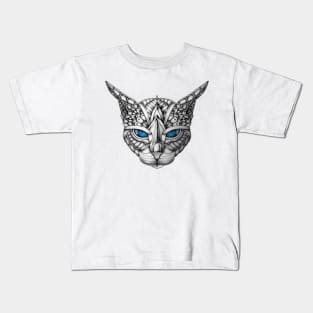 Ornate Blue Eyes Cat Kids T-Shirt